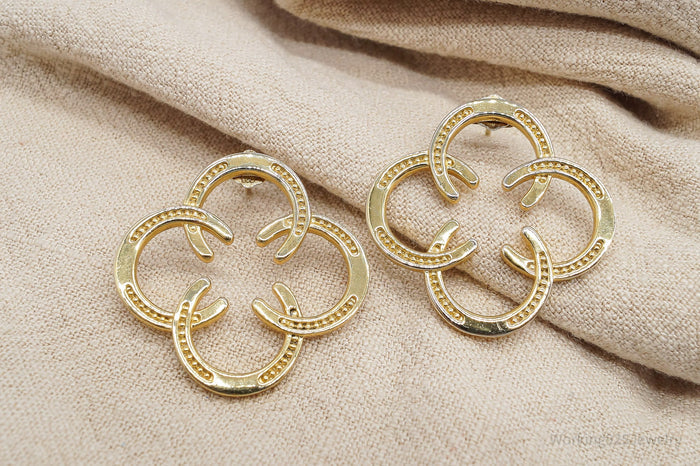 Designer Horseshoes 18K Yellow Gold Over Sterling Silver Earrings