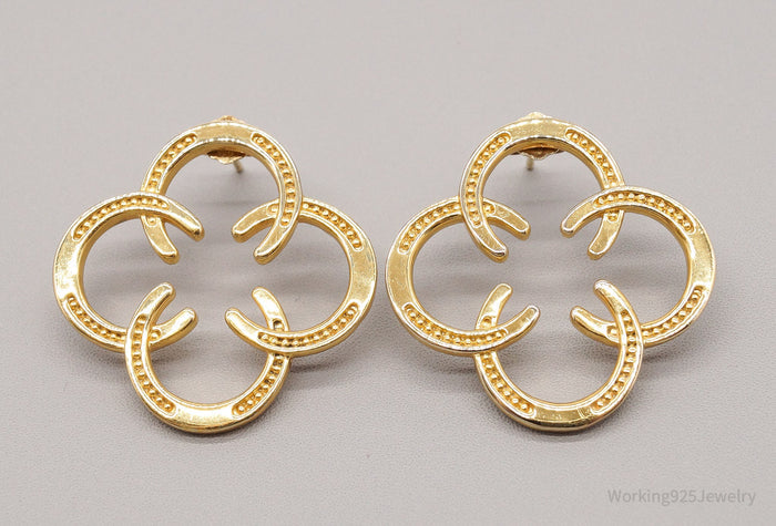 Designer Horseshoes 18K Yellow Gold Over Sterling Silver Earrings