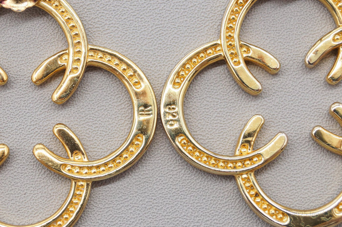 Designer Horseshoes 18K Yellow Gold Over Sterling Silver Earrings