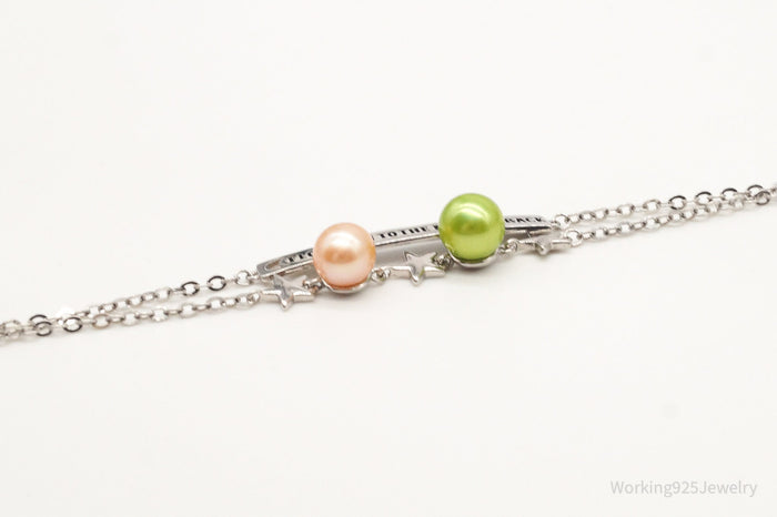 Designer "I love you to the moon & Back" Pearl Sterling Silver Bracelet