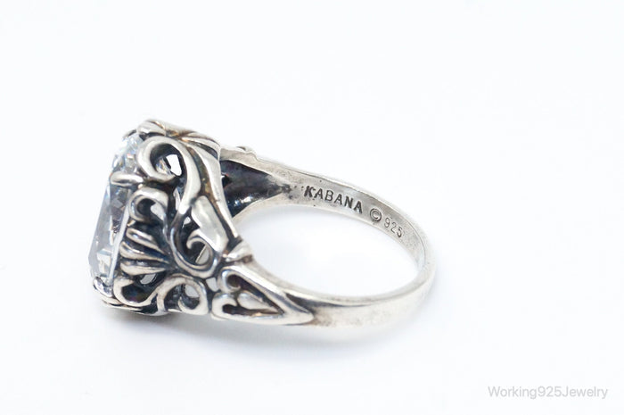 Designer KABANA Large DQCZ Scroll Swirl Heart Sterling Silver Ring - SZ 8
