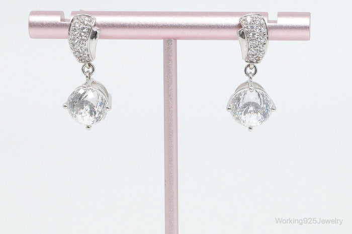Designer MEDA Cubic Zirconia Sterling Silver Earrings
