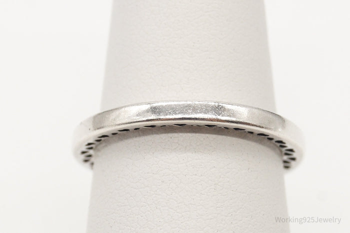 Designer Pandora Hearts Pattern Sterling Silver Band Ring - Size 6.75