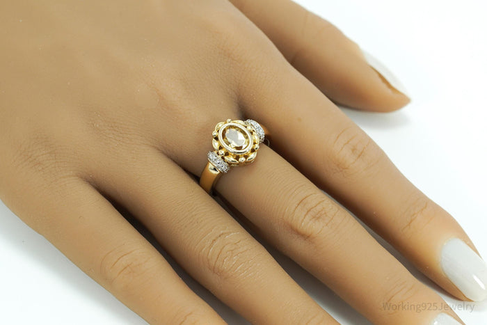 Designer Ross Simons Citrine & Diamond Gold Over Sterling Silver Ring - Size 9