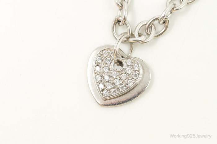 Designer Ross Simons Cubic Zirconia Heart Sterling Silver Bracelet