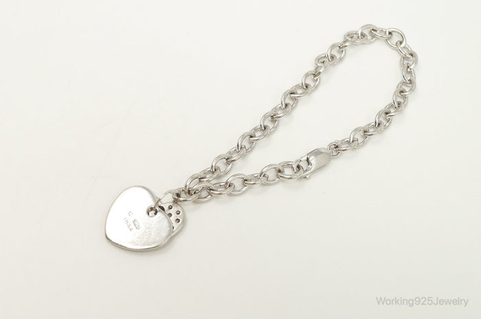 Designer Ross Simons Cubic Zirconia Heart Sterling Silver Bracelet
