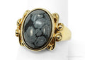 Designer Ross Simons Snowflake Obsidian Gold Over Sterling Silver Ring - SZ 9.75