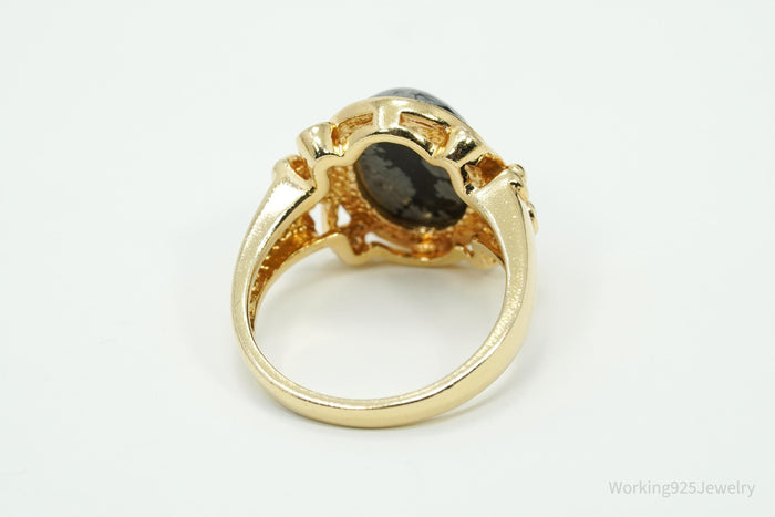 Designer Ross Simons Snowflake Obsidian Gold Over Sterling Silver Ring - SZ 9.75