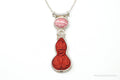 Designer SAJEN Cinnabar Rhodocrosite White Moonstone Sterling Silver Necklace