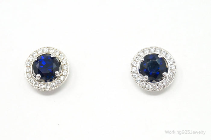 Designer Sapphire Cubic Zirconia Sterling Silver Earrings