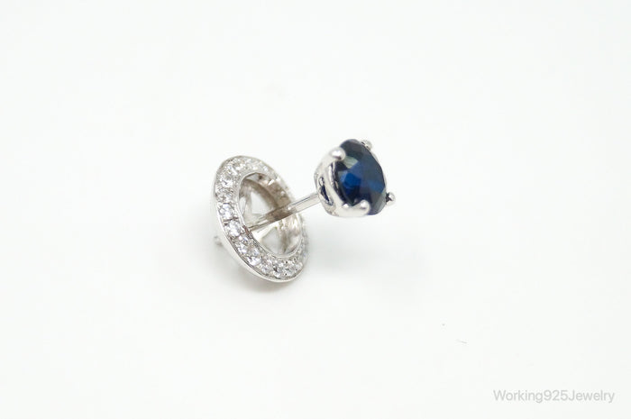 Designer Sapphire Cubic Zirconia Sterling Silver Earrings