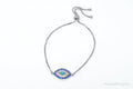 Designer Sapphire Turquoise CZ Good Luck Sterling Silver Adjustable Bracelet