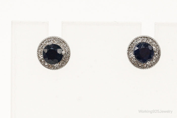 Designer SJM Sapphire Cubic Zirconia Sterling Silver Earrings