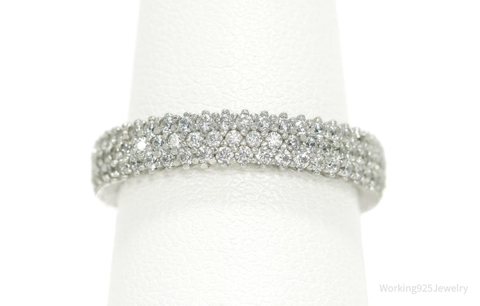 Designer SLNY Cubic Zirconia Sterling Silver Band Ring - Size 7