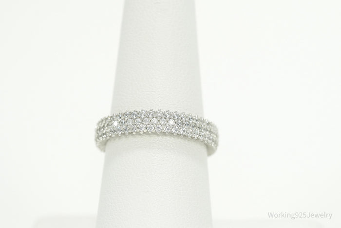 Designer SLNY Cubic Zirconia Sterling Silver Band Ring - Size 7