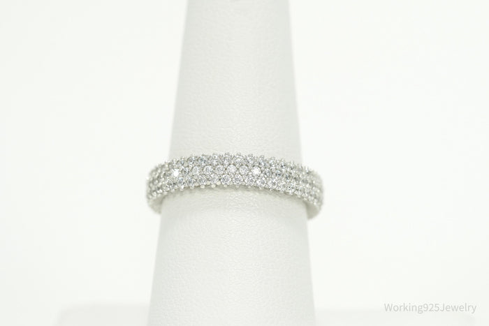 Designer SLNY Cubic Zirconia Sterling Silver Band Ring - Size 7