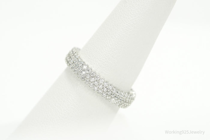 Designer SLNY Cubic Zirconia Sterling Silver Band Ring - Size 7
