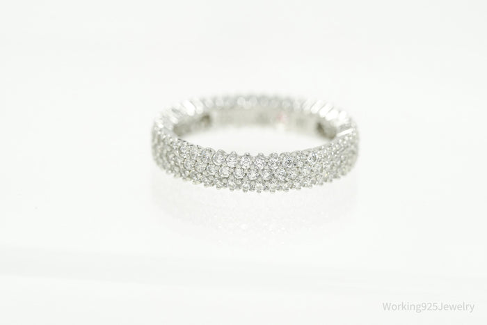 Designer SLNY Cubic Zirconia Sterling Silver Band Ring - Size 7