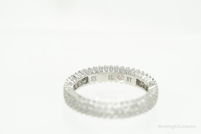Designer SLNY Cubic Zirconia Sterling Silver Band Ring - Size 7