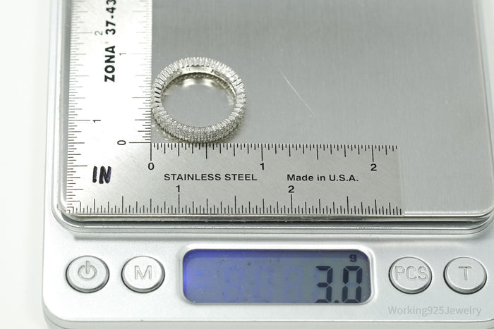 Designer SLNY Cubic Zirconia Sterling Silver Band Ring - Size 7