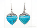 Designer SX Turquoise Hearts Sterling Silver Earrings