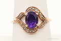 Designer TGGC Amethyst & CZ Rose Gold Vermeil Sterling Silver Ring SZ 7