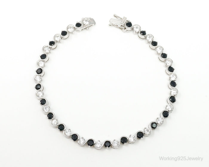 Designer V3 Blue Sapphire Cubic Zirconia Sterling Silver Bracelet