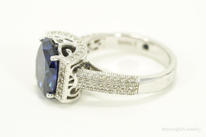 Designer Vanna K Tanzanite Simulant & Cubic Zirconia Sterling Silver Ring - Size 7.25