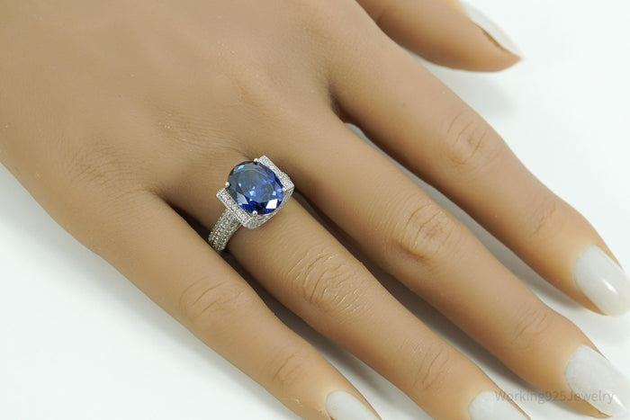 Designer Vanna K Tanzanite Simulant & Cubic Zirconia Sterling Silver Ring - Size 7.25