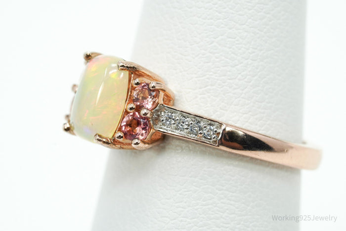 D'Joy Multi Gemstone Rose Gold Over Sterling Silver Ring - Size 6
