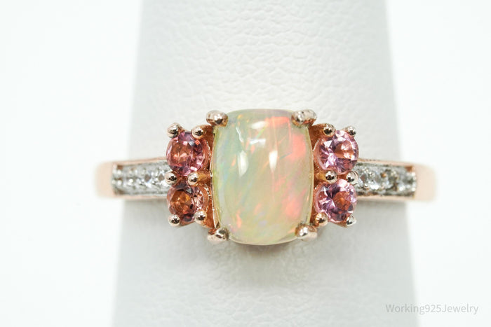 D'Joy Multi Gemstone Rose Gold Over Sterling Silver Ring - Size 6