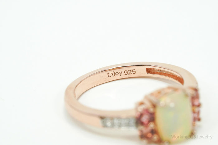 D'Joy Multi Gemstone Rose Gold Over Sterling Silver Ring - Size 6