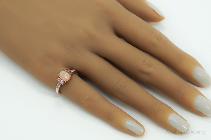 D'Joy Multi Gemstone Rose Gold Over Sterling Silver Ring - Size 6