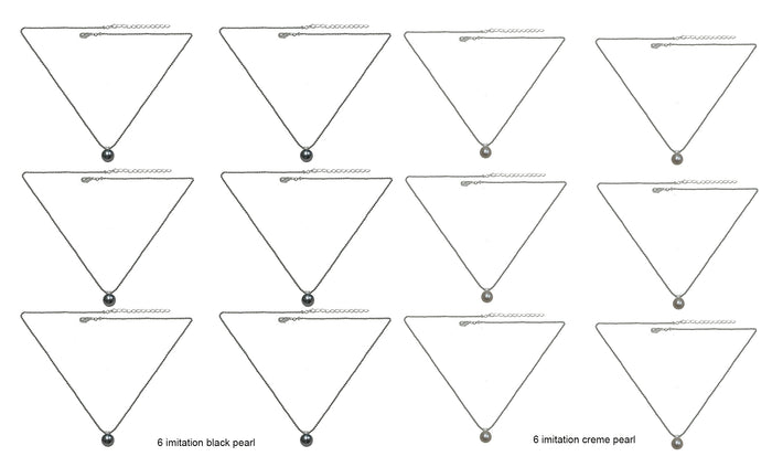 Dozen Pack Necklace Silver Chains with Imitation Pearl Pendant 85500-D