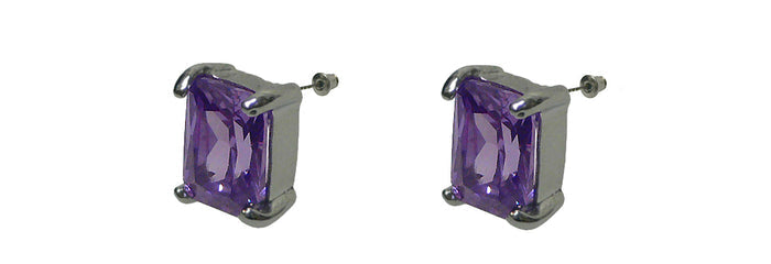 Estud500-2 Bella Emerald Cut Stud Earrings Cubic Zirconia Post Earrings NF89500-2