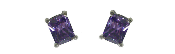 Estud500-2 Bella Emerald Cut Stud Earrings Cubic Zirconia Post Earrings NF89500-2