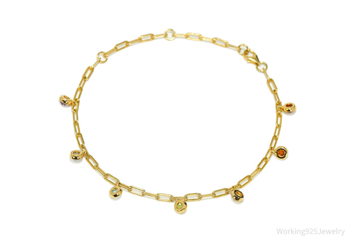 GEMX Multi Gemstone 18K Yellow Gold Vermeil Sterling Silver Bracelet - 8 1/8"
