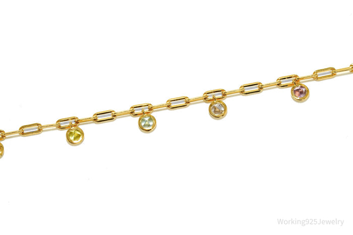 GEMX Multi Gemstone 18K Yellow Gold Vermeil Sterling Silver Bracelet - 8 1/8"