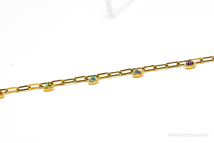 GEMX Multi Gemstone 18K Yellow Gold Vermeil Sterling Silver Bracelet - 8 1/8"