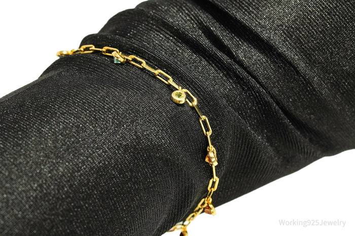 GEMX Multi Gemstone 18K Yellow Gold Vermeil Sterling Silver Bracelet - 8 1/8"
