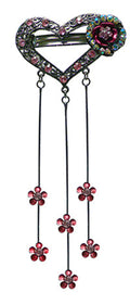 Heart Hair Clip with Trailing Crystal Streamers-86205H-1