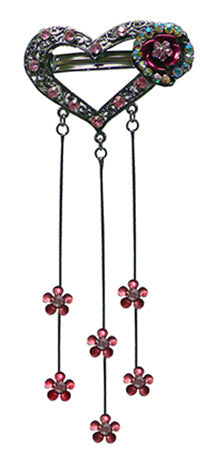 Heart Hair Clip with Trailing Crystal Streamers-86205H-1