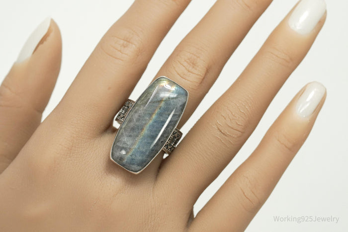 Jay King Desert Rose Labradorite Rainbow Flash Sterling Silver Ring - Size 10