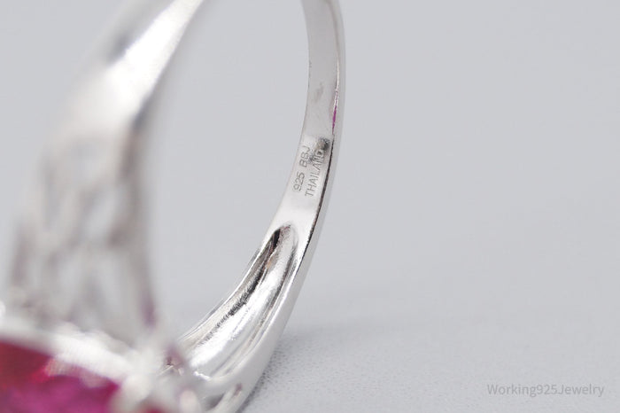 JTV BBJ Lab Ruby Rhodium Over Sterling Silver Ring - Size 9.75