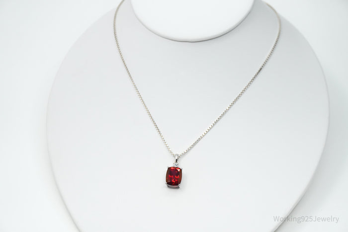 JTV's TGGC Created Ruby & White Topaz Sterling Silver Necklace 15"