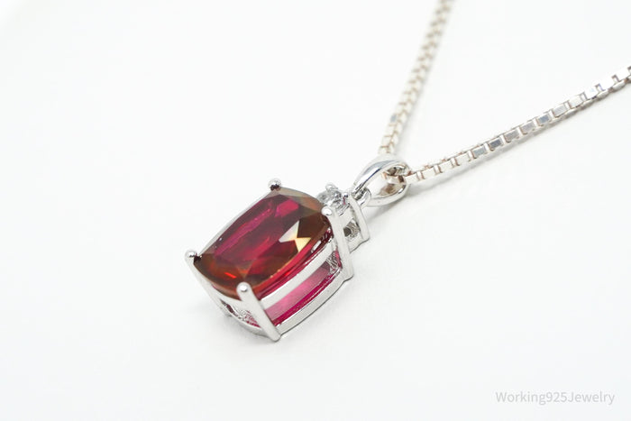 JTV's TGGC Created Ruby & White Topaz Sterling Silver Necklace 15"