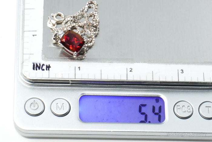 JTV's TGGC Created Ruby & White Topaz Sterling Silver Necklace 15"