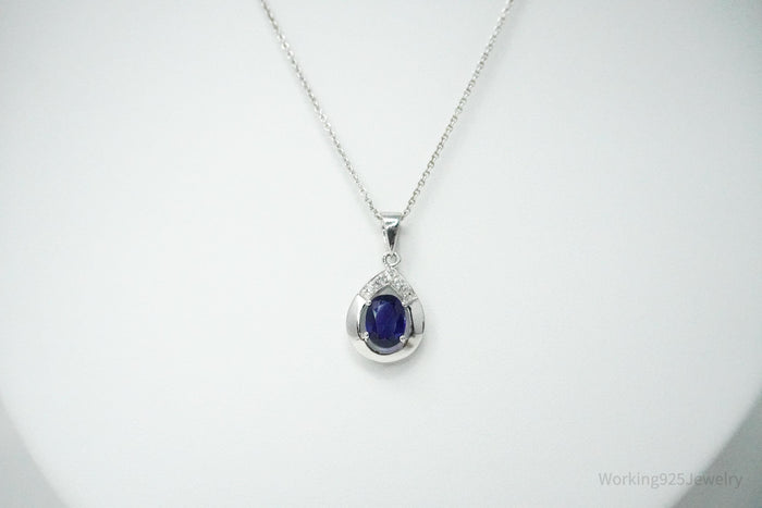 JTV's TGGC Created Sapphire & White Topaz Sterling Silver Necklace 17"