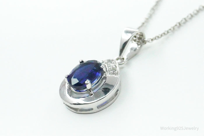 JTV's TGGC Created Sapphire & White Topaz Sterling Silver Necklace 17"