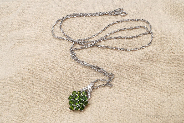 JTV's TGGC Lab Emerald & White Zircon Sterling Silver Necklace 22"